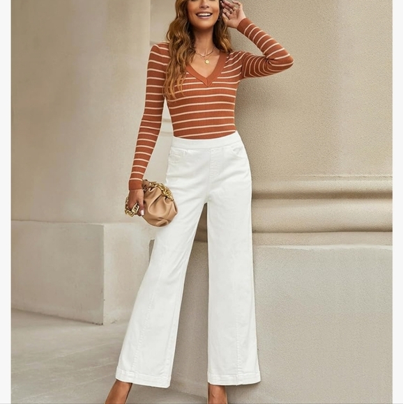 White Women's Wide-Leg Pants - Picture 5 of 16